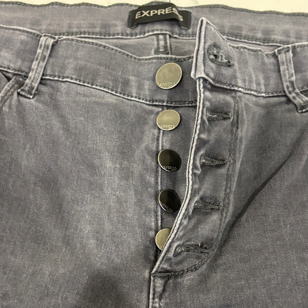 Express Brushed Charcoal Button-Fly Leggings. Siz… - image 4
